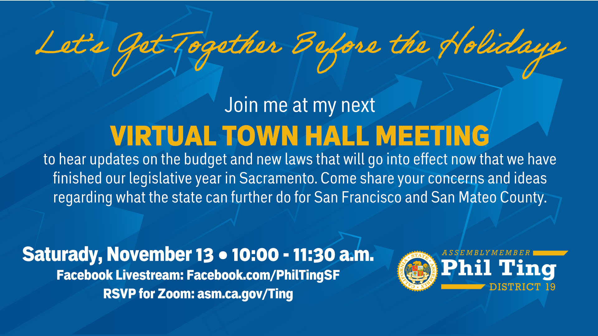 Join Asm Ting's Virtual Town Hall on November 13
