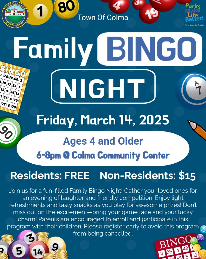 Colma Family Bingo Night Graphic