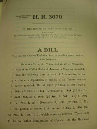 State Assembly Recognizes 76th Anniversary of the Repeal of the Chinese Exclusion Act;  Calls on Trump to Revoke Anti-Immigrant Actions