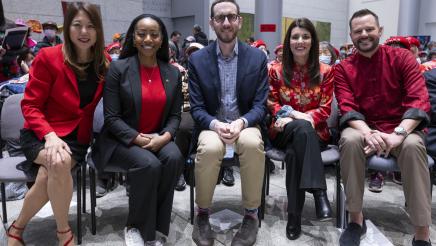 Asm. Stefani seated with respective guests during the Lunar New Year event