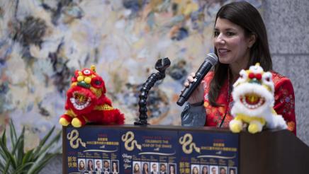 Asm. Stefani speaking at the Lunar New Year Event