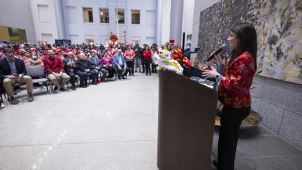 Asm. Stefani speaking at the Lunar New Year Event