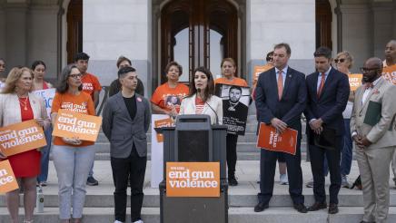Asm. Stefani Speaking Wear Orange Day Gun Violence Rally