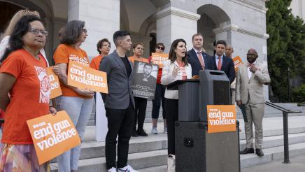 Asm. Stefani Speaking Wear Orange Day Gun Violence Rally