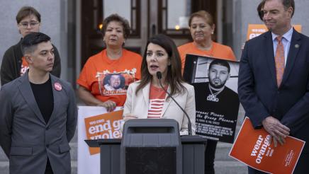 Asm. Stefani Speaking Wear Orange Day Gun Violence Rally