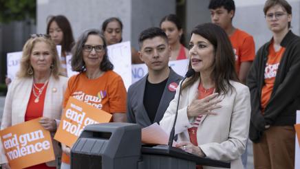 Asm. Stefani Speaking Wear Orange Day Gun Violence Rally