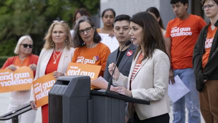 Asm. Stefani Speaking Wear Orange Day Gun Violence Rally